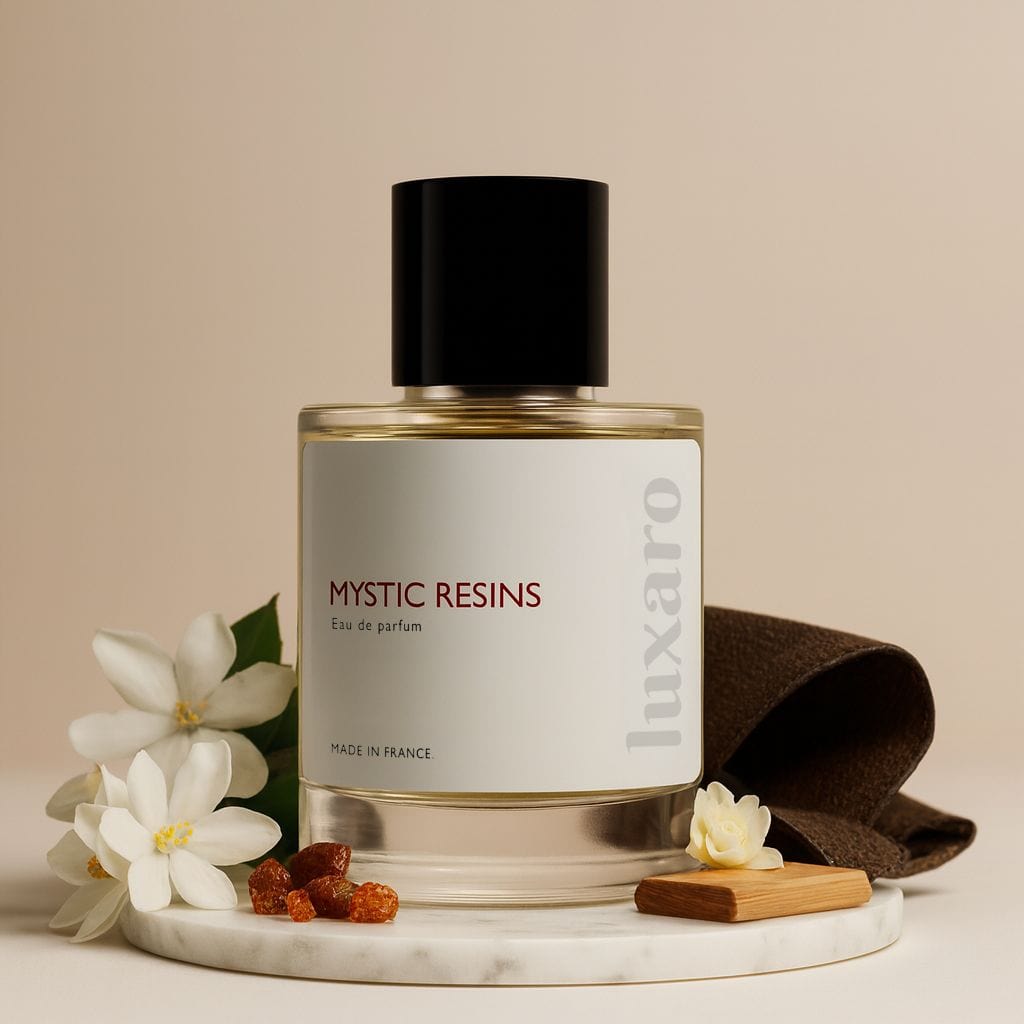 Luxaro Mystic Resins perfume featuring  myrrh, sandalwood, and musk, inspired by Tom Ford's Myrrhe Mystère dupe - affordable alternative made in france