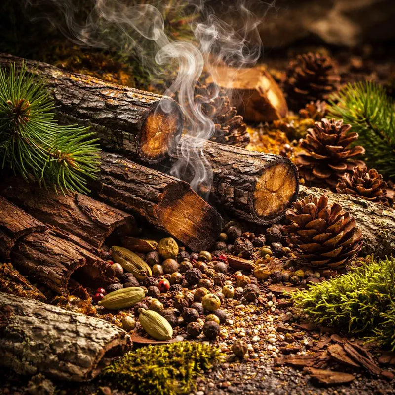 Fresh smoky woods designer inspired perfume collection with clean woody and smoky scent profile