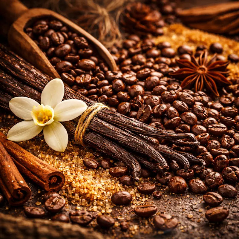 Vanilla coffee designer inspired perfume collection with sweet warm and creamy gourmand scent profile