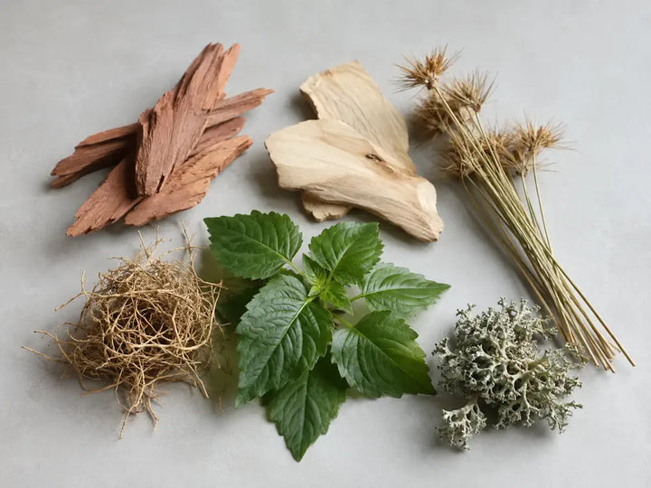 Cedarwood, sandalwood, vetiver, patchouli, papyrus and oakmoss representing a woody accord in perfume
